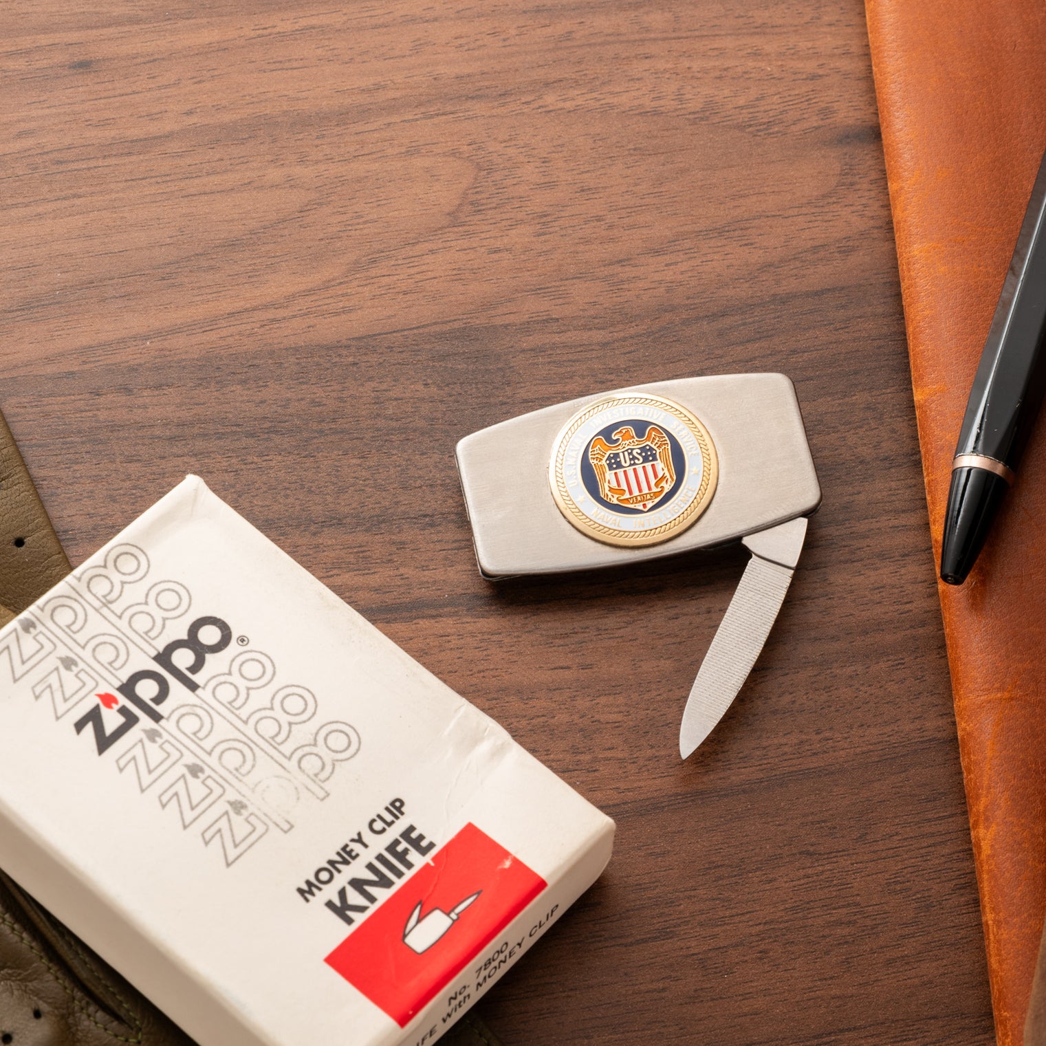 U.S. Naval Intelligence Money Clip Pocket Knife by Zippo