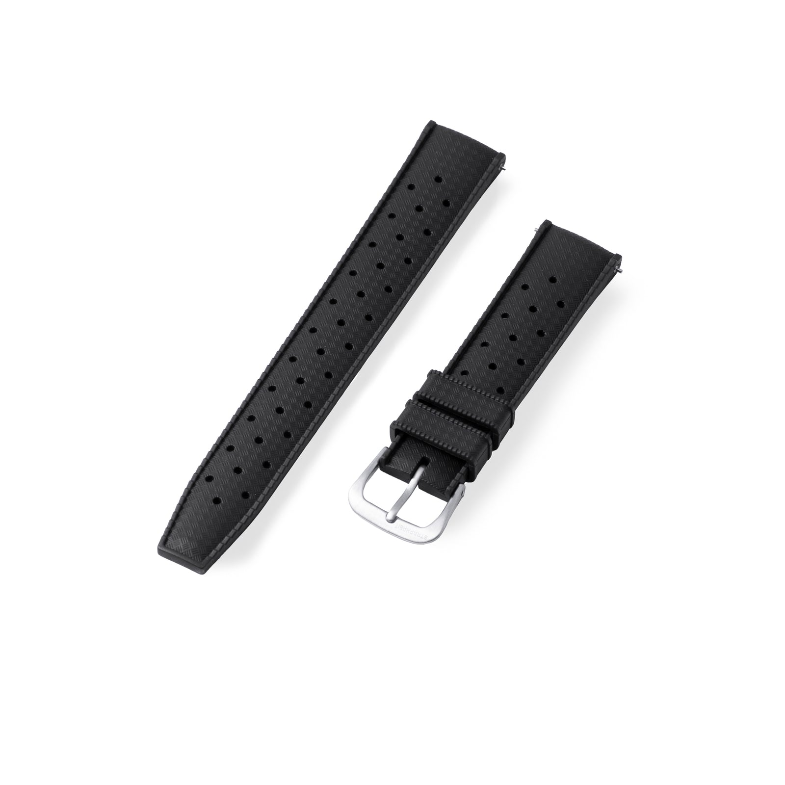 StrapHabit x Analog:Shift Black Tropical Retro-Style FKM Rubber Quick-Release Strap