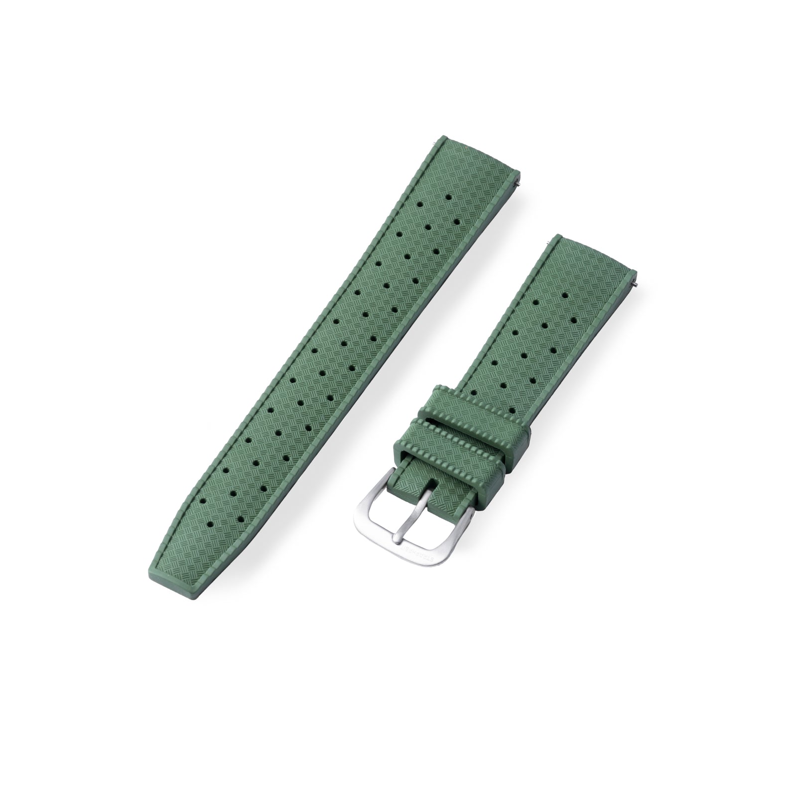 StrapHabit x Analog:Shift Green Tropical Retro-Style FKM Rubber Quick-Release Strap